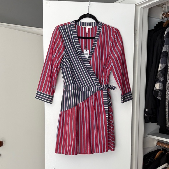 Striped Wrap Dress - Red and Blue - Picture 1 of 3